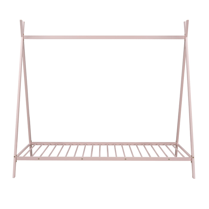 Tent Bed Frame Twin Size, Metal Floor, No Box Spring Needed Pink