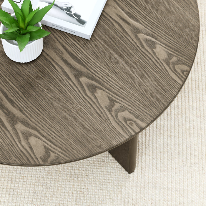 Round Wooden Coffee Tables for Living Room - Walnut