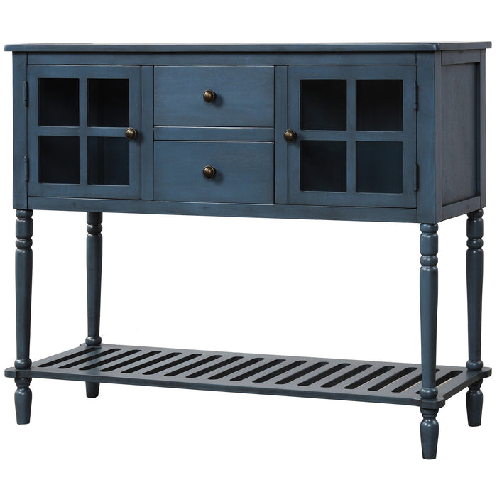 Farmhouse Console Table with Bottom Shelf -Antique Navy Blue