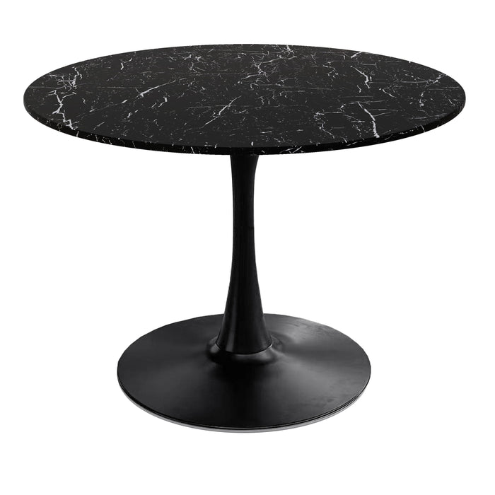 42.12"Modern Round Dining Table with Printed Black Marble Table Top