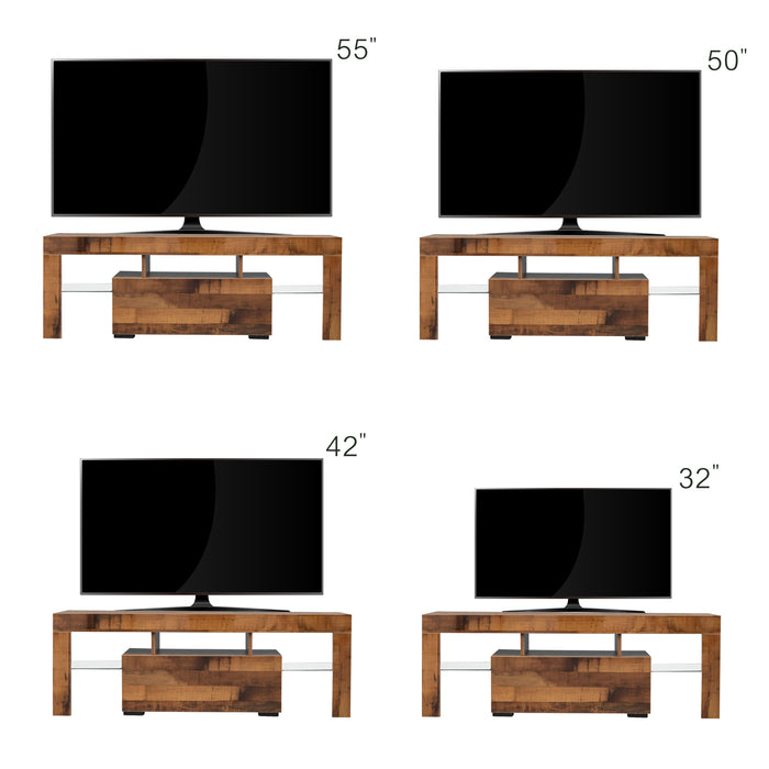 TV Stand with LED RGB Lights-FIR WOOD