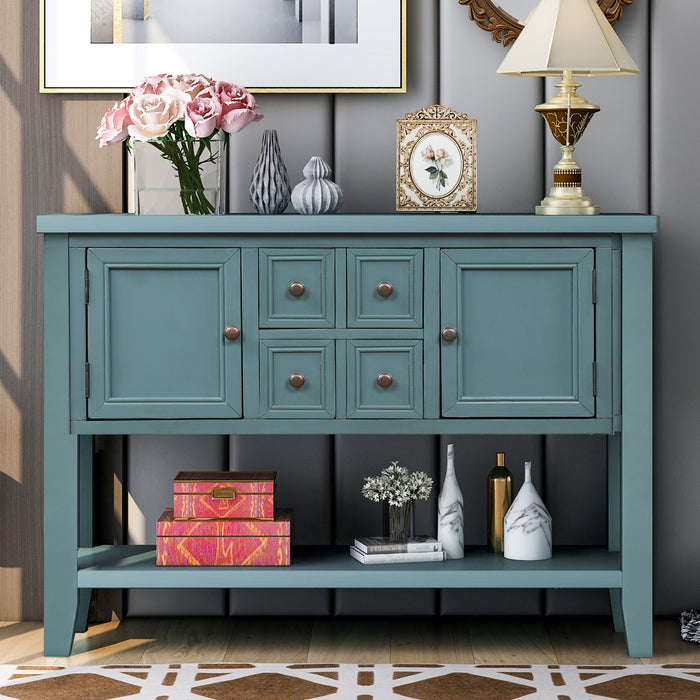 Console Table with Bottom Shelf - Dark Blue