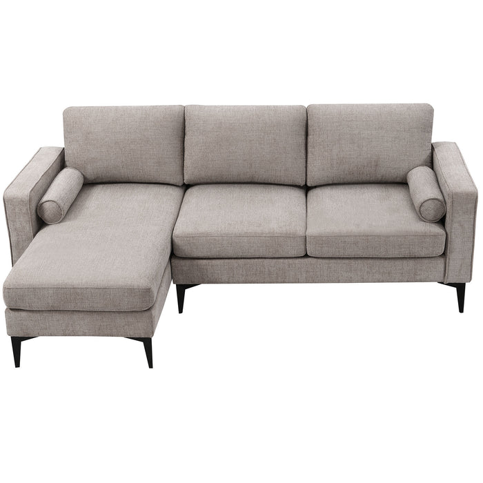 Convertible Sectional Sofa, Modern Chenille Fabric Sectional Sofa,  L-Shaped (2 Pillows)