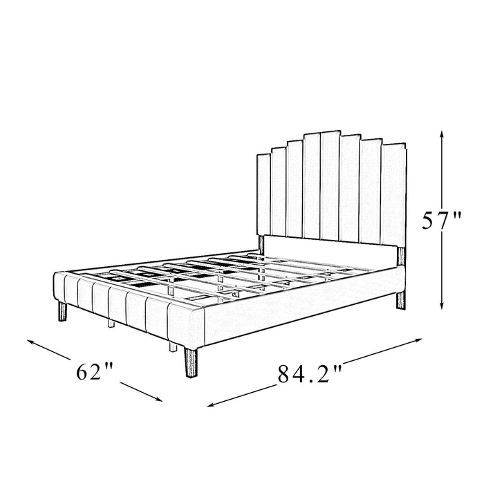 Queen Size Tufted Upholstered Platform Bed with Headboard and Footboard - Ivory