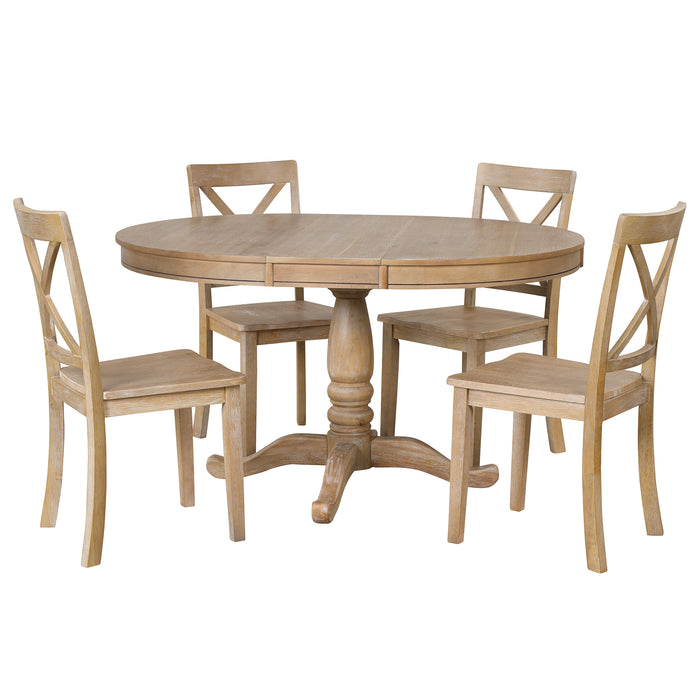 5 Piece Modern Dining Kitchen Table Set-Natural Wood Wash