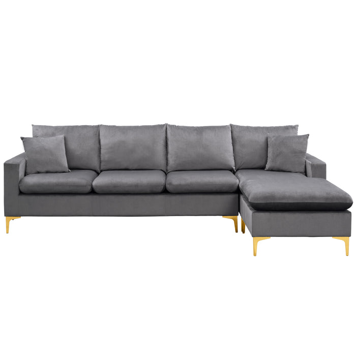 L-Shape Sectional Sofa with Ottoman- Grey