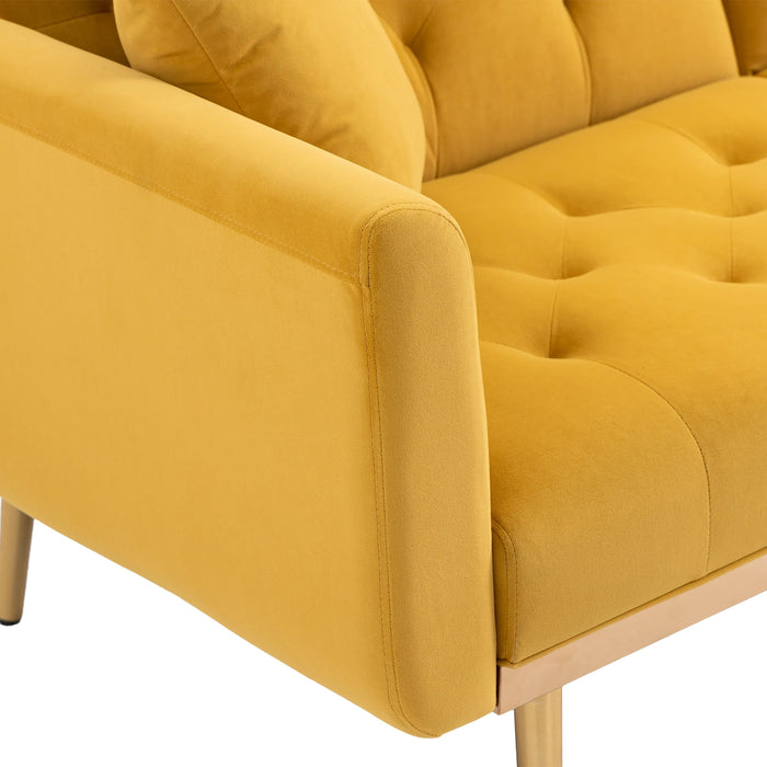 Modern Velvet  Sofa Futon - Mustard