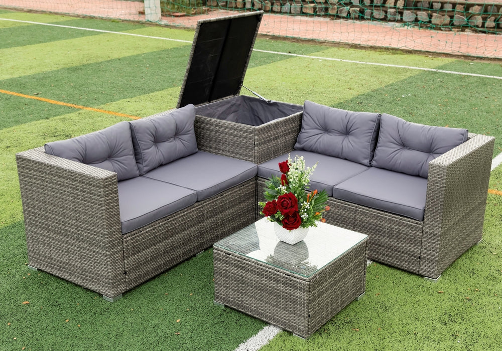 4 Piece Patio Sectional - Grey