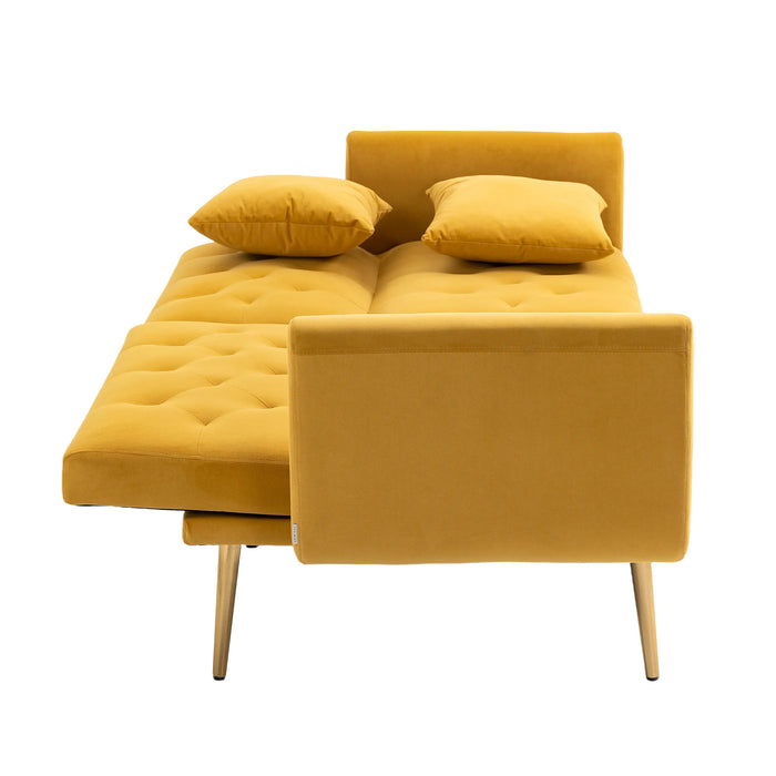 Modern Velvet  Sofa Futon - Mustard