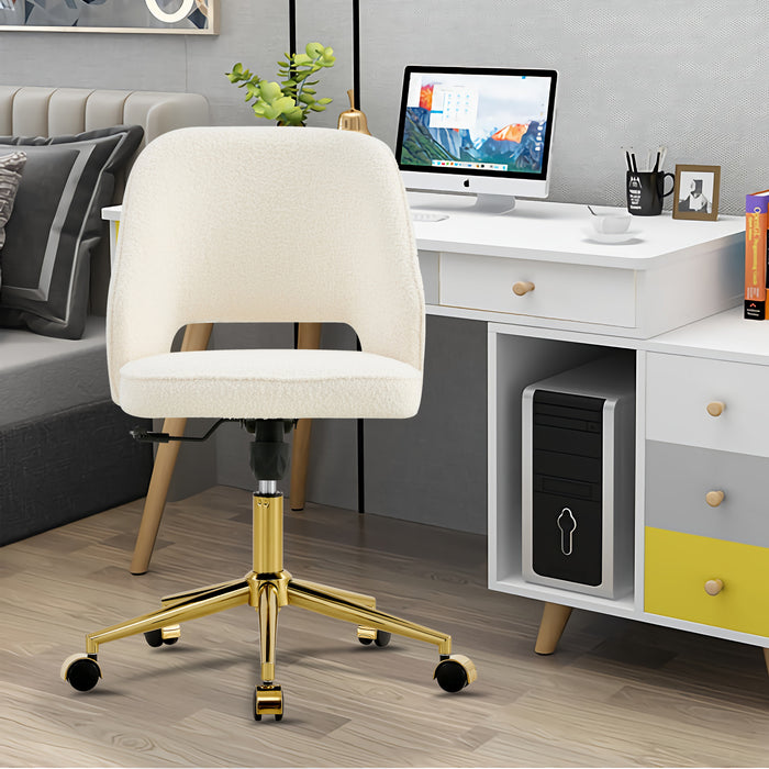 Modern Teddy Velvet Office Chairs, Adjustable 360 °Swivel - White