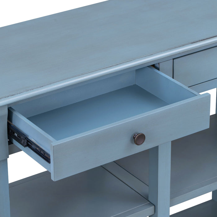 Retro Console Table/Sideboard with Ample Storage - Teal Blue