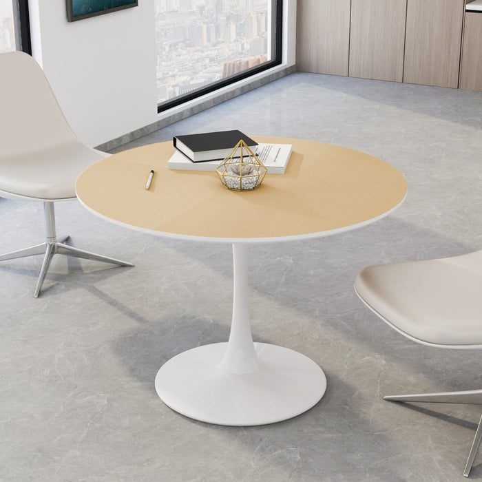 42"Modern Round Dining Table with Printed Wood Grain Table Top