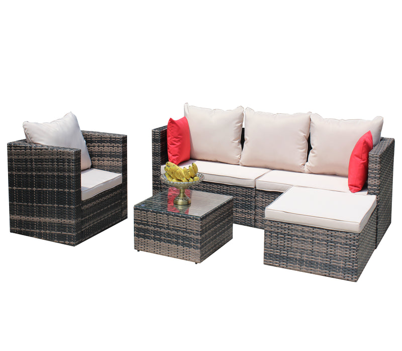 Rattan Patio Furniture Set (4 Pieces, Brown)