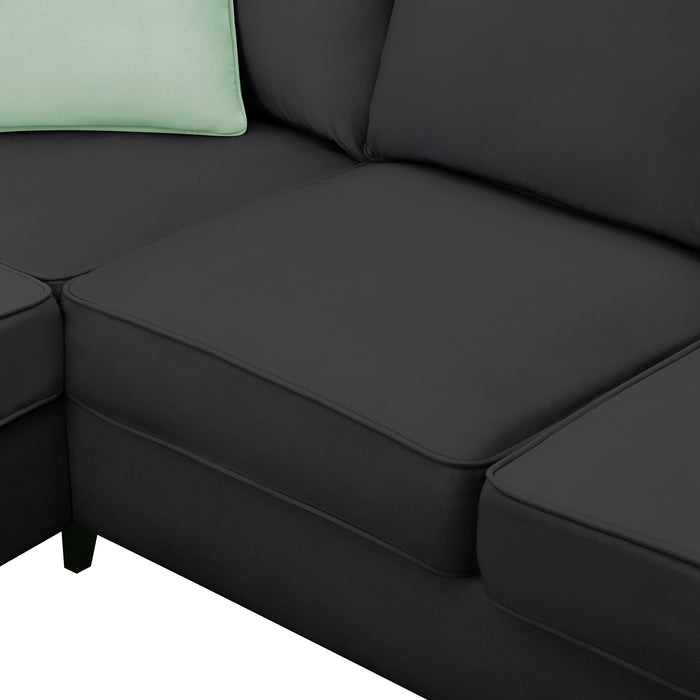 7 Seats Modular Sectional Sofa with Ottoman - Black