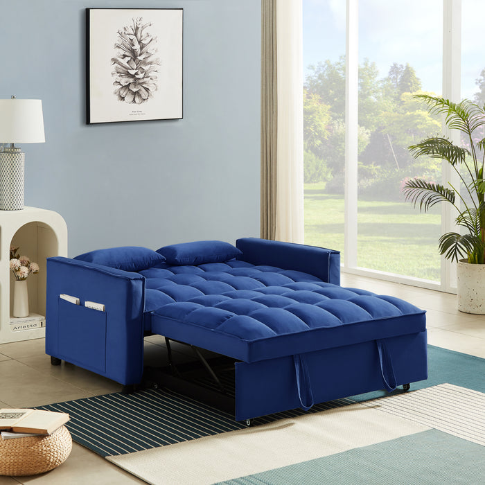 Modern Velvet Convertible Loveseat Sleeper - Blue