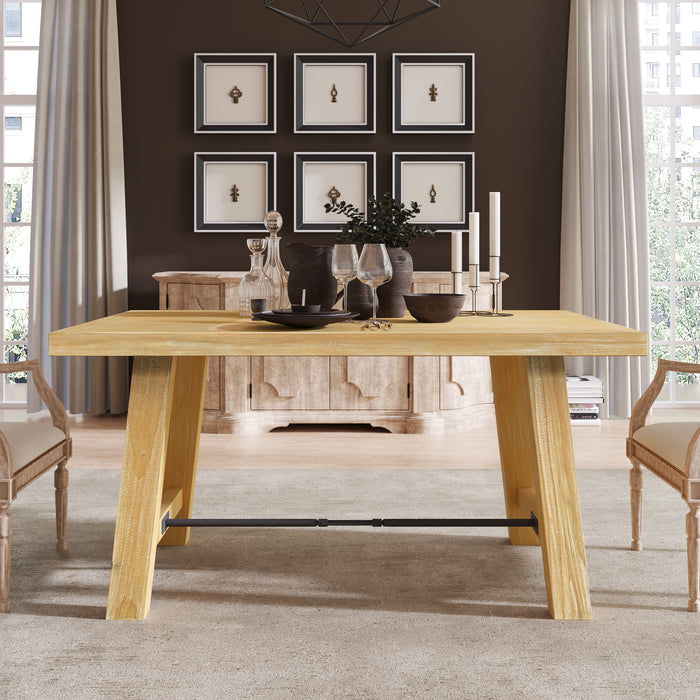 Wood Dining Table , Seats up to 6 (Natural Wood Wash)