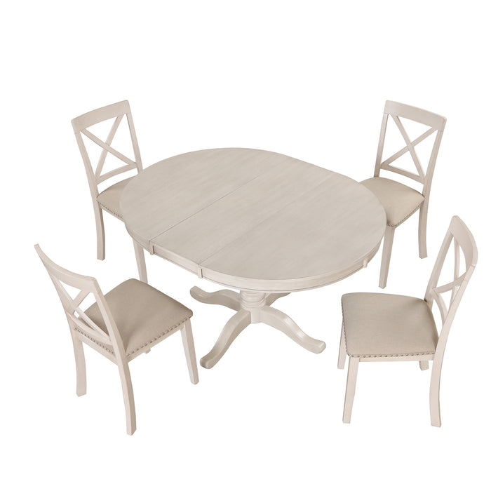 5 Piece Modern Dining Table Set - White