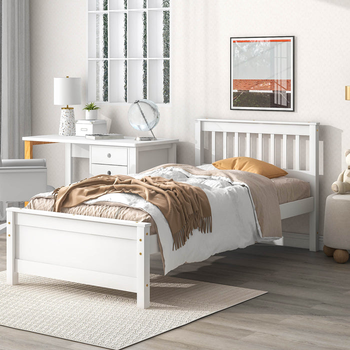 Twin Bed with with 1 Nightstand, White