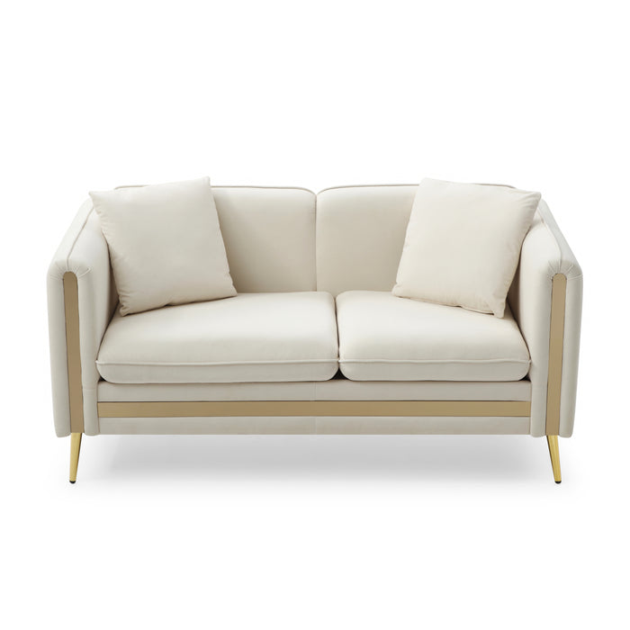 59” Modern Upholstered Velvet Loveseat - Beige