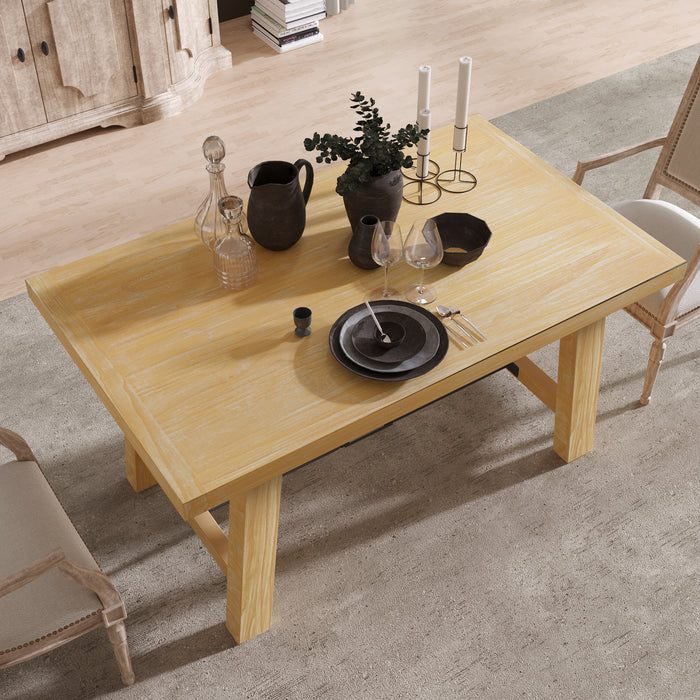 Wood Dining Table , Seats up to 6 (Natural Wood Wash)