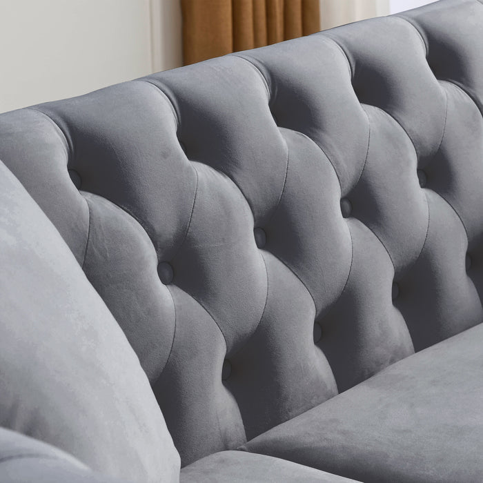 Chesterfield  Velvet Sofa - Grey