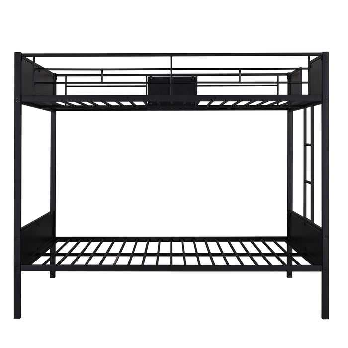 Full-over-full bunk bed modern style steel frame - Brown/Black