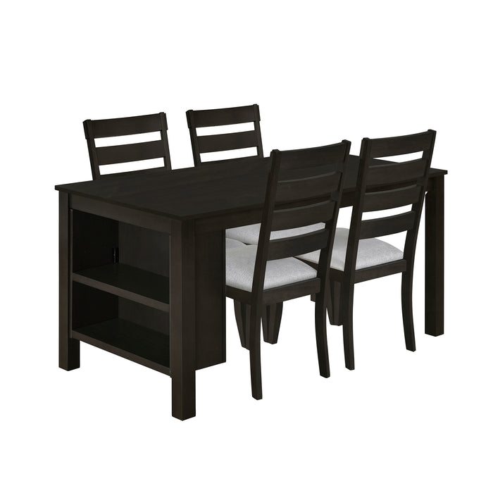 5-Piece Farmhouse Wood Dining Table Set - Espresso