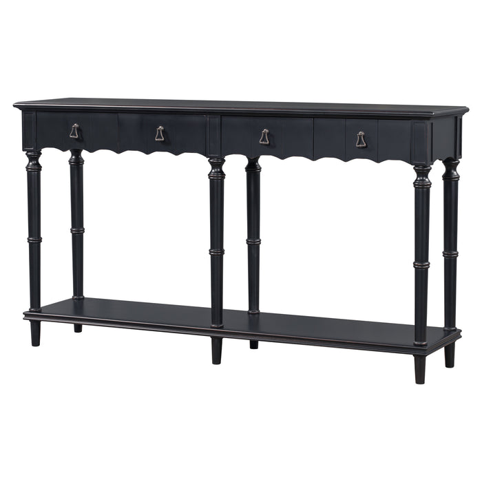 Country Console Table for Hallway - Antique Black