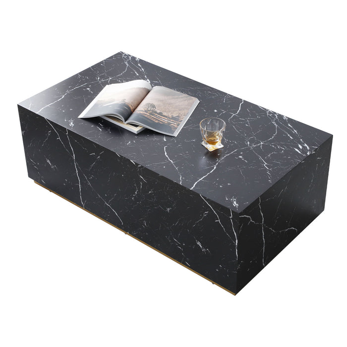 Stylish Black Marble MDF Coffee Table Low Gloss for Living Room/Leisure Area - Matt Black