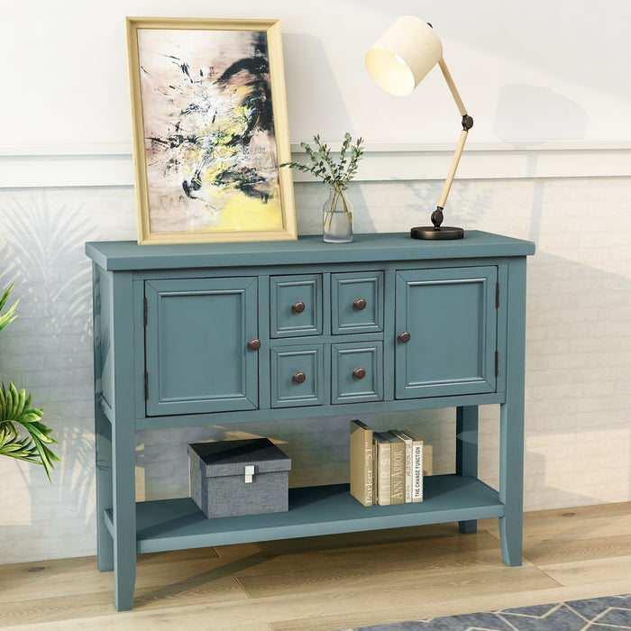 Console Table with Bottom Shelf - Dark Blue