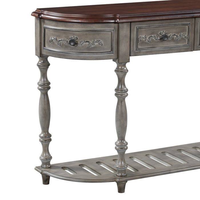 Modern Curved Console Entryway Table for Hallway Living Room Bedroom - Antique Grey