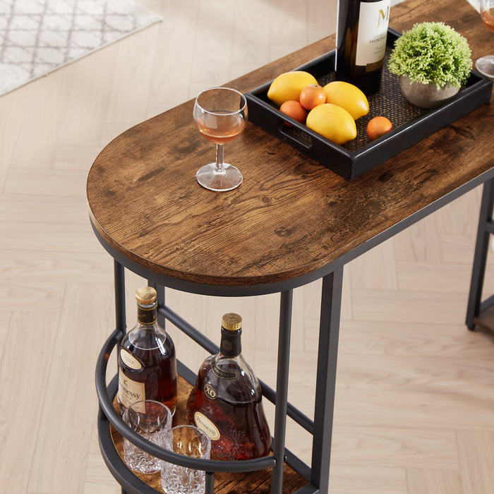 Bar table with bottles and glass holder (Rustic Brown)