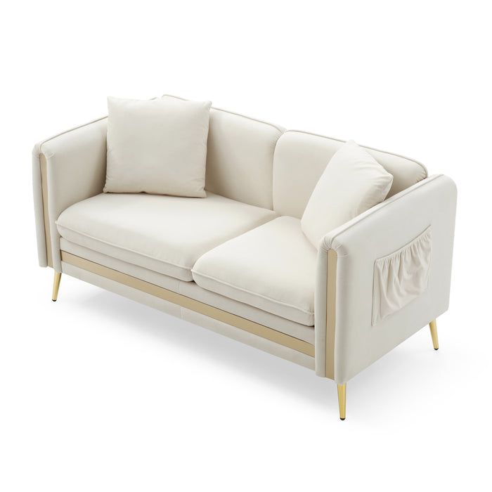 59” Modern Upholstered Velvet Loveseat - Beige