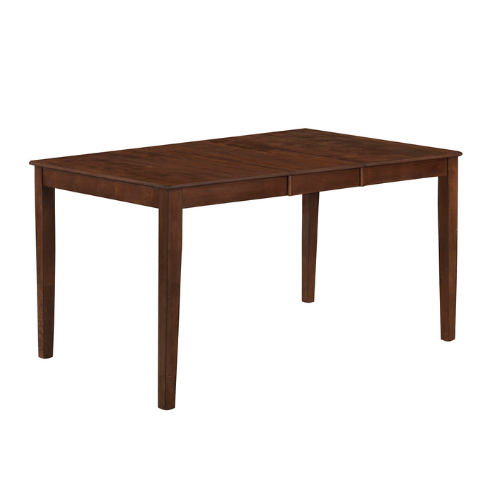 6-Piece Farmhouse Extendable Counter Height Dining Table Set - Brown Walnut + Beige