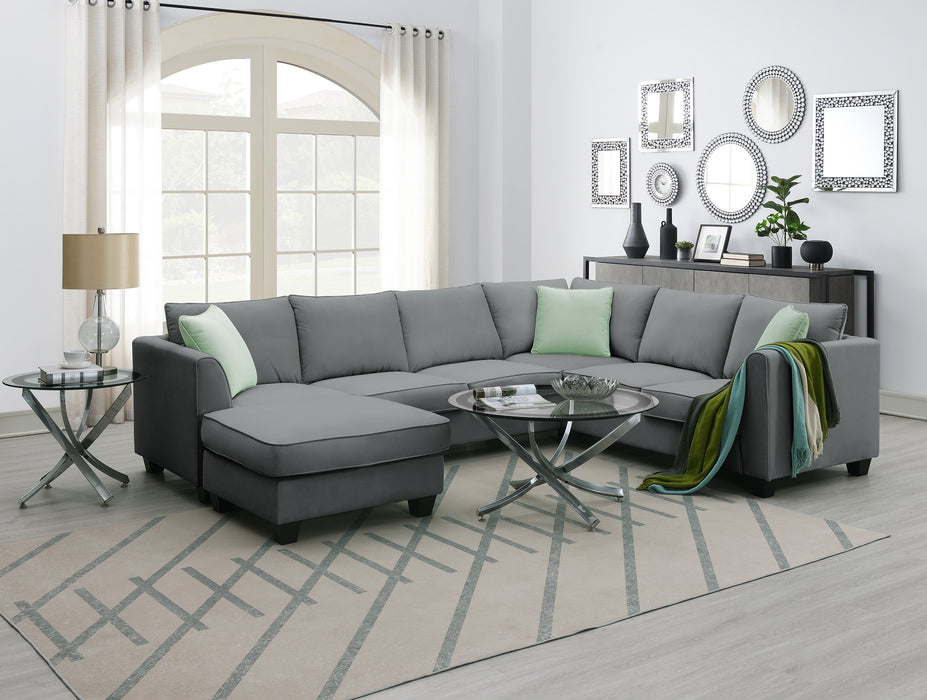 7 Seats Modular Sectional Sofa with Ottoman - Grey