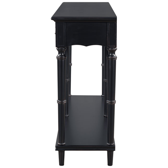 Country Console Table for Hallway - Antique Black