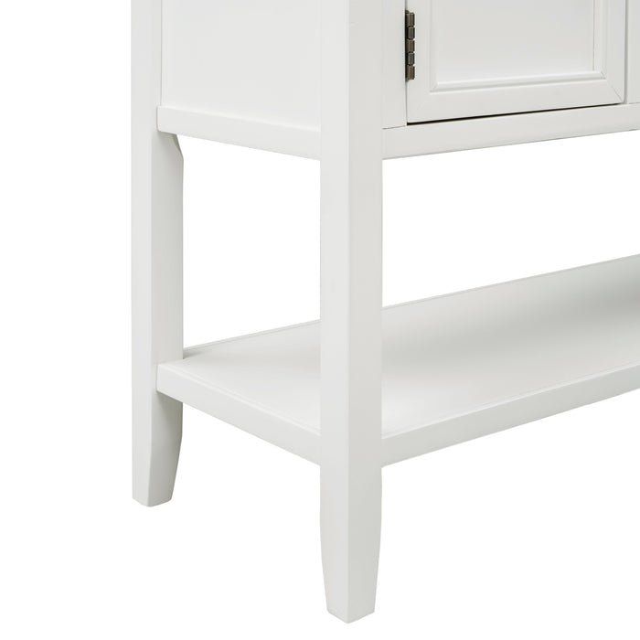 Console Table with Bottom Shelf - White