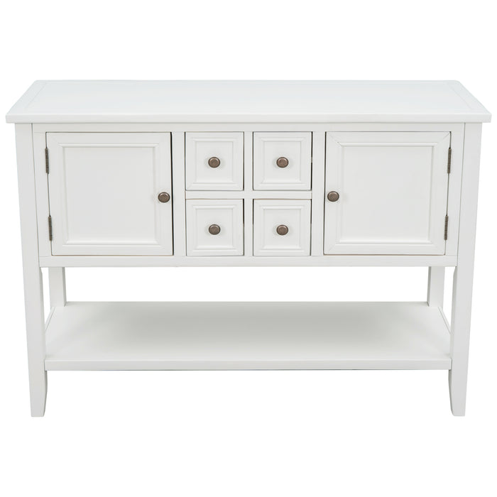 Console Table with Bottom Shelf - White