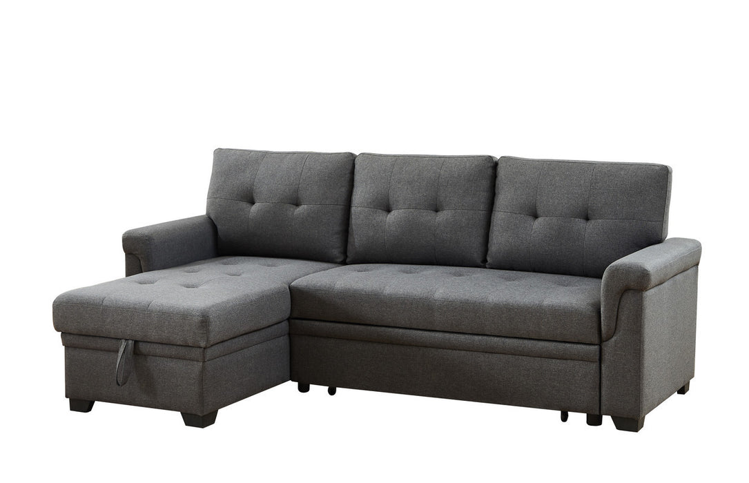 Reversible Sleeper Sectional with Storage Chaise - Dark Gray Linen