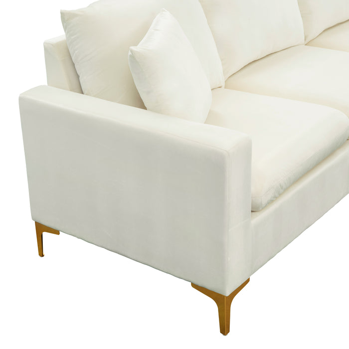 L-Shape Sectional Sofa with Ottoman -Cream