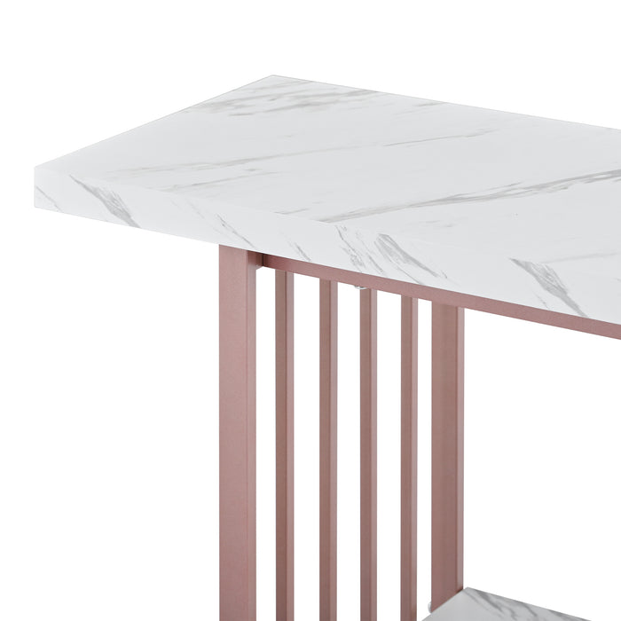 Modern Console Entryway Table Entryway, Hallway, Living Room - Pink + White