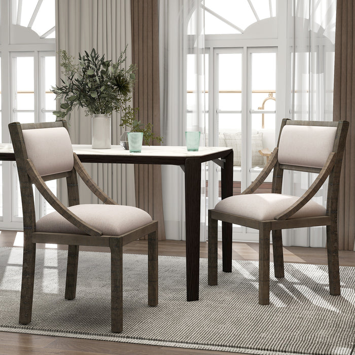 Retro Wood Dining Chairs Set of 2 (Gray)