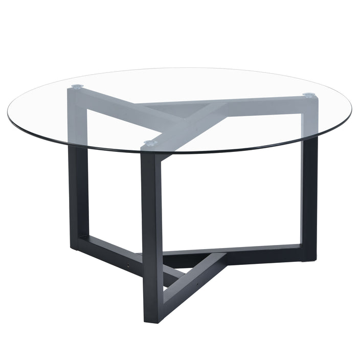 Round Glass Coffee Table (Black)