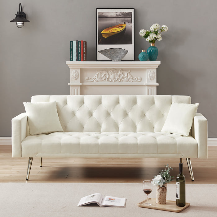 Convertible Folding Futon Sofa  - Cream White