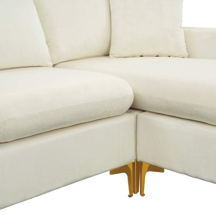 L-Shape Sectional Sofa with Ottoman -Cream