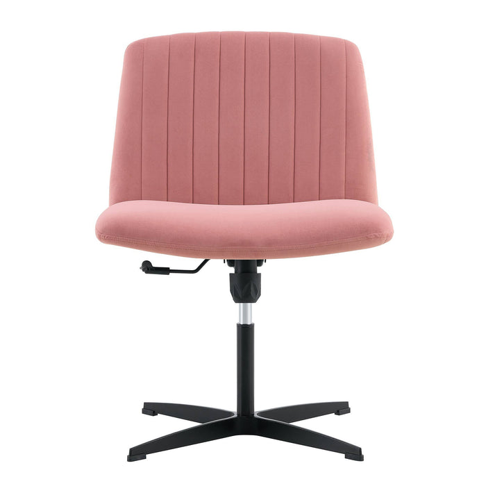 Pink Velvet Home Office Chair - No Wheels