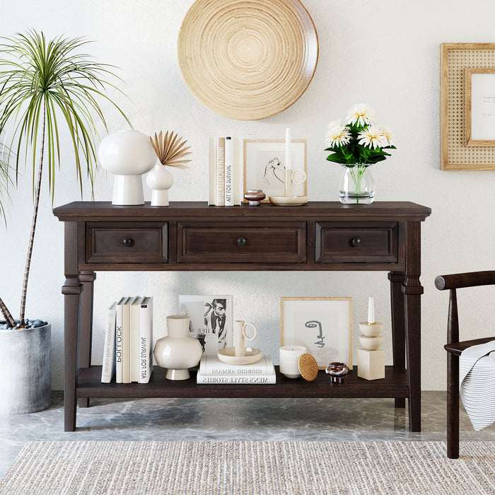 Classic Retro Style Console Table - Espresso