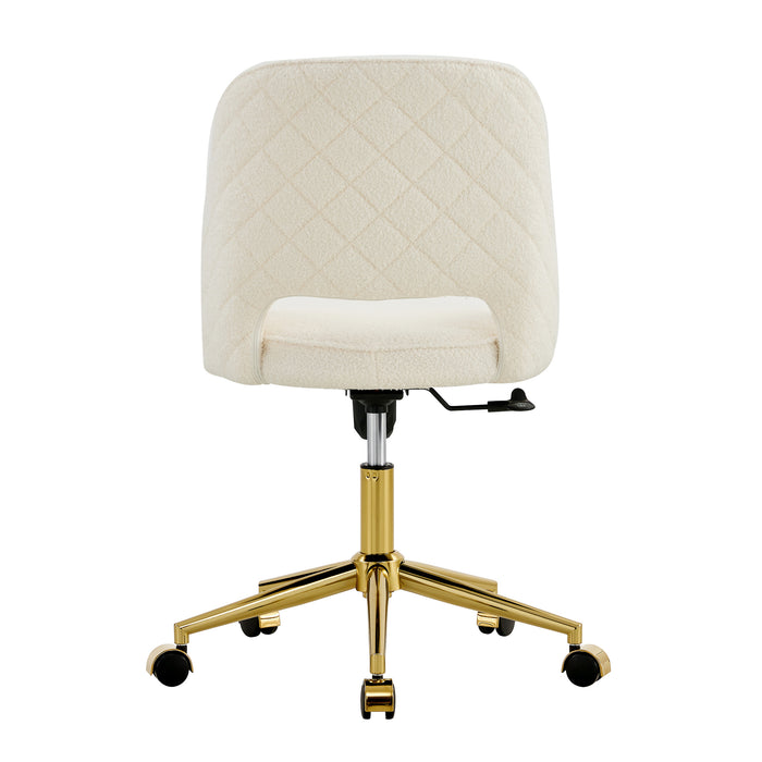 Modern Teddy Velvet Office Chairs, Adjustable 360 °Swivel - White