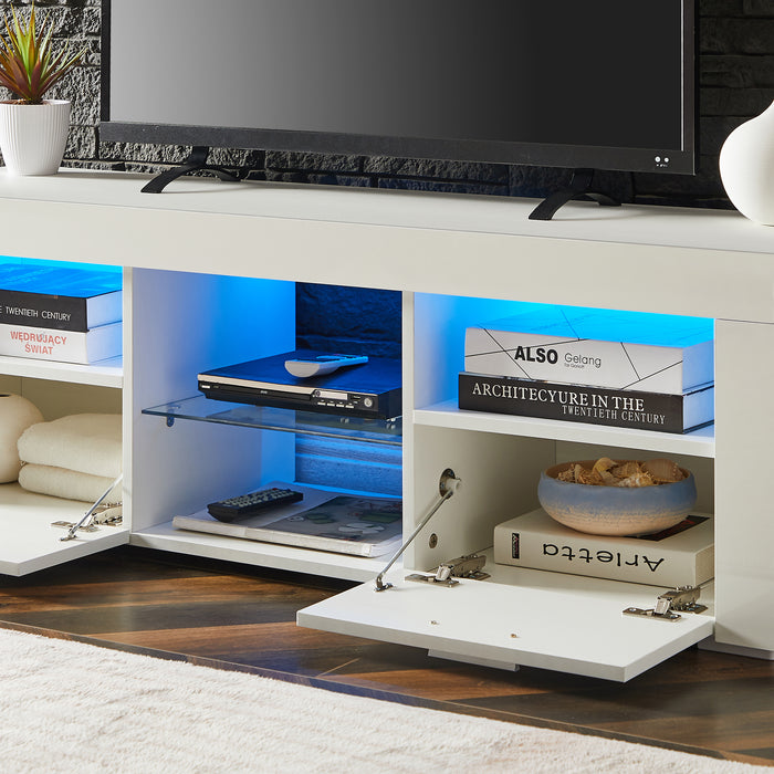 White morden TV Stand with LED Lighte:WHITE