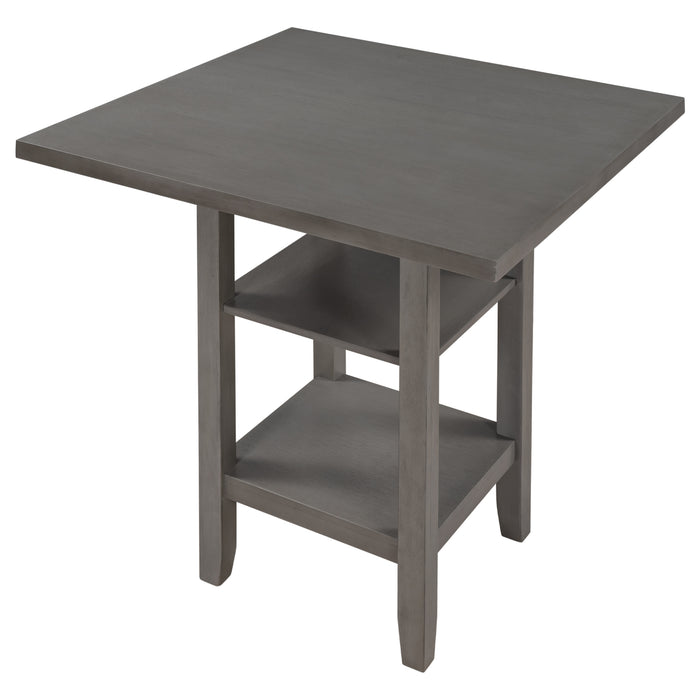 5-Piece Wooden Counter Height Dining Set - Gray